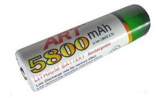 Фото товару Акумулятор 18650 ART 5800 mAh, літієвий, 3.7V