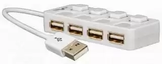 Фото товара HUB FRIME FN-20010 USB 2.0 на 4 порта, 4 кнопки, белый