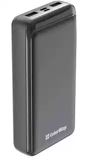 Фото товара Power Bank 20000mAh, Colorway CW-PB200LPG3BK, 1*USB, Type-C, microUSB, быстрая зарядка, черный