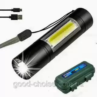 Фото товара Фонарик 510-XPE+COB (1501), ЗУ USB, встроенный аккумулятор