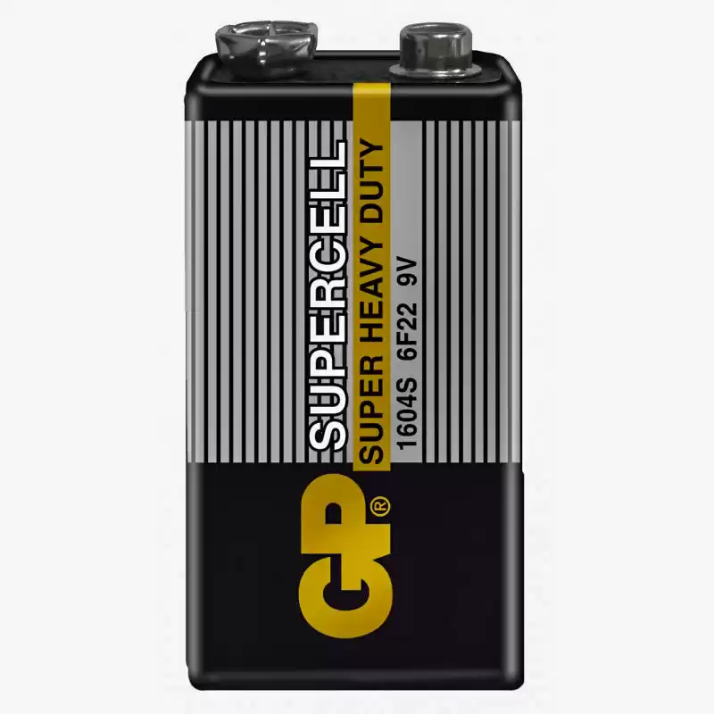 Батарейка 6F22 GP Supercell, 9 V, сольва, бл. 1/1, аналоги: 6LR61, 1604, 1604A, PP3, E-Block, MN1604 - зображення 5