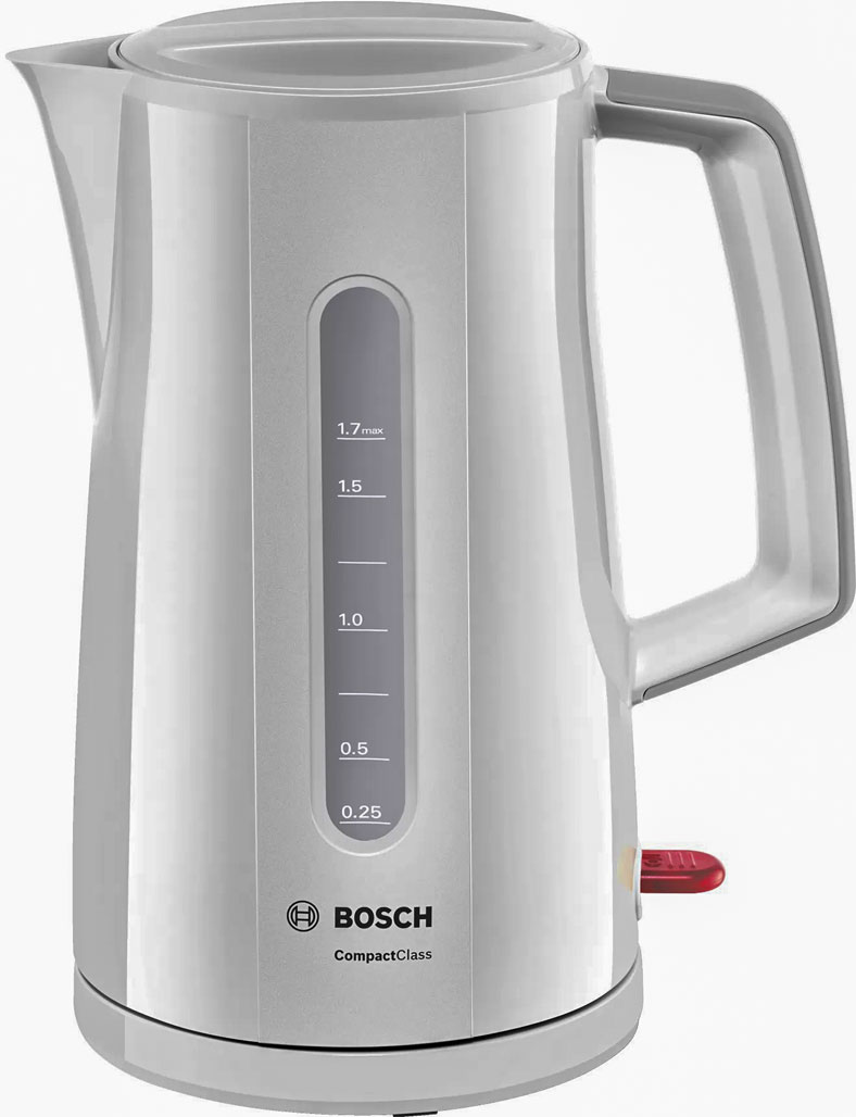Електрочайник Bosch TWK3A011 потужність 2400 Вт, обʼєм 1.7 л, білий, з високоякісного пластику - зображення 1