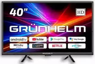 Фото товара Телевизор 40” Grunhelm 40F300-GA11 Smart, FullHD 1920x1080 тонкая рамка, (Android TV), управление голосом, T2, 1Гб/8Гб, Wi-Fi, LAN, гарантия 2 года