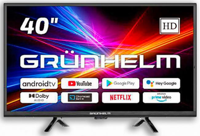 Телевізор 40” Grunhelm 40F300-GA11, Google Android TV 11.0 - T2 SMART TV, G7W, FullHD 1920x1080 тонкая рамка, color box, voice RC, гарантія 2 роки. - зображення 6