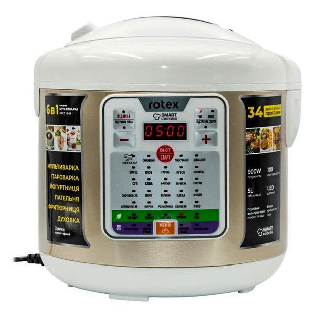 Мультиварка-скороварка Rotex RMC530-G, 5 л, 900 Вт, 34 програми - зображення 6