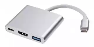 Фото товара Преобразователь сигнала Type-C в HDMI Fimale + USB 3.0 + Type-C, кабель переходник 10 см для передачи видео/фото с мобильных телефонов на телевизор