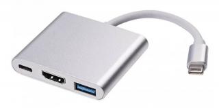 Фото товару Перетворювач сигналу Type-C на HDMI Fimale + USB 3.0 + Type-C, кабель перехідник 10 см для передачі відео та фото з мобільних телефонів на телевізор