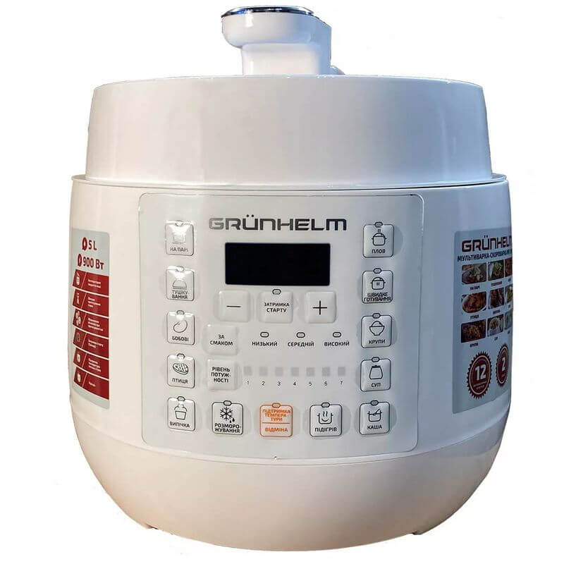 Мультиварка-скороварка Grunhelm MPC-19W, 5 л, 900 Вт, біла - зображення 6