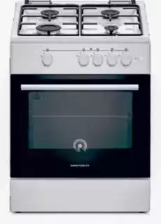 Фото товара Газовая плита Grunhelm G4FG6612W-0 — 60 см, 4 конфорки, эмалированные решётки, электроподжиг, электродуховка с подсветкой, белая