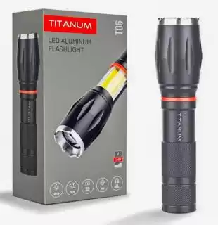 Фото товара Фонарик ручной Titanum TLF-T06 300 Lm, 6500K+COB металлический, аккумулятор 1200 mAh, (18650 или 21700 или 3*ААА)