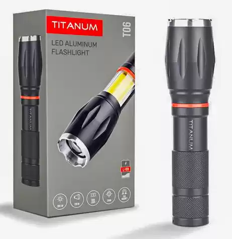 Ліхтарик ручний Titanum TLF-T06 300 Lm, 6500K+COB металевий, акумулятор 1200 mAh, (18650 або 21700 або 3*ААА) - зображення 5