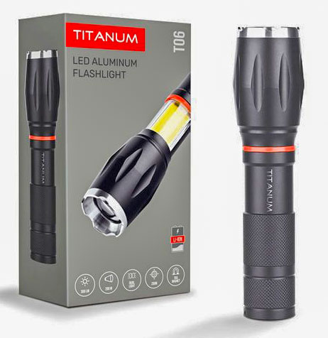 Ліхтарик ручний Titanum TLF-T06 300 Lm, 6500K+COB металевий, акумулятор 1200 mAh, (18650 або 21700 або 3*ААА) - зображення 6