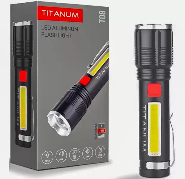 Ліхтарик ручний Titanum TLF-T08 700 Lm, 6500K металевий, акумулятор 1500 mAh, (18650 або 21700 або 3*ААА) - зображення 5