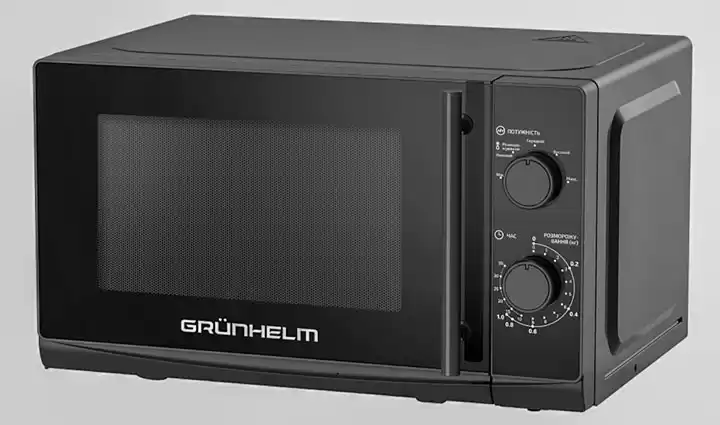 Мікрохвильова піч GRUNHELM 20MX730-B, чорна, 20 л, 800 Вт, надійна, класичний дизайн, механічне керування, захищена від перепадів напруги - зображення 5