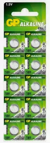 Батарейка AG10 GP, 1.5 V, лужна, бл. 10/1, аналоги: LR54, LR1130, 189, 389, SR1130W, GP89A, V10GA - зображення 5