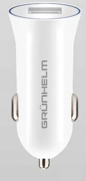 Автомобільний зарядний пристрій для телефону 5 В, 1.5 А, білий, 1*USB Grunhelm GCC-08 - зображення 1