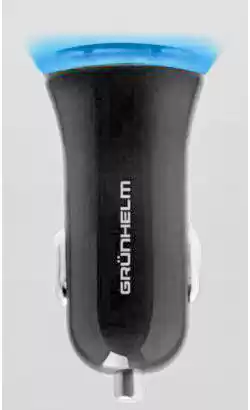 Автомобільний зарядний пристрій для телефону 5 В, 2.4 А, чорний, 2*USB Grunhelm GCC-13L - зображення 5