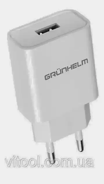 Зарядний пристрій для телефону 5 В, 2.1 А, білий, 1*USB Grunhelm GWC-01 - зображення 5