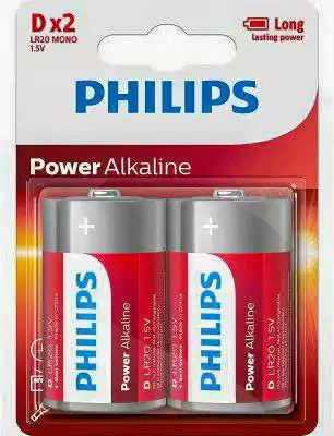 Батарейка D LR20, Philips Power Alkaline, 1,5 V, лужна, уп. 2/1, аналоги: R20, UM1, 13, 14, 14D - зображення 5