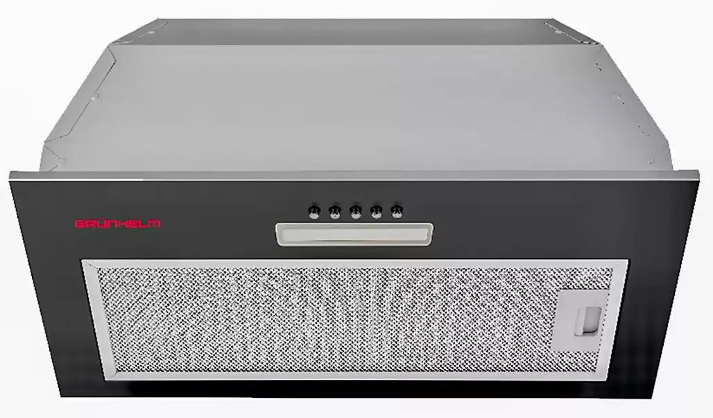 Витяжка кухонна Grunhelm GVC 020 B, чорна, вбудована, 52,5 см, продуктивність 650 м³/год, 3 швидкості, кнопкове керування, 52,5×29,1×28,1 см. Гарантія виробника 2 роки - зображення 5