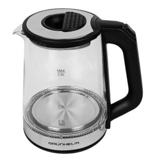 Фото товару Електрочайник EKG-2313 Grunhelm 2 л, 1500 Вт, скляний чорний зі вставками з нержавіючої сталі