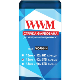 Стрічка фарбуюча WWM 13мм х 12м (12,7мм x 12м) STD  правий Black (R13.12SR) - зображення 6