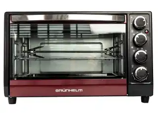 Фото товара Печь электрическая, GRUNHELM GN351ARC, 35 л, бордовая, 1800 Вт, с конвекцией и грилем