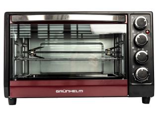 Фото товару Піч електрична GRUNHELM GN351ARC, 35 л, бордова, 1800 Вт, з конвекцією та грилем
