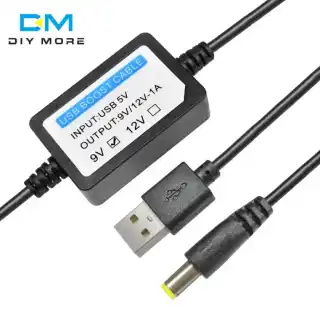 Фото товара Преобразователь напряжения с 5V на 9V от USB павербанка к роутеру в виде кабеля 1 м, разъем (5.5*2.5 мм)