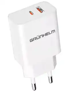 Фото товара Зарядное устройство для телефона GWC-03QC 5 В, 3 А, білий, 1*USB, 1*Type-C Grunhelm