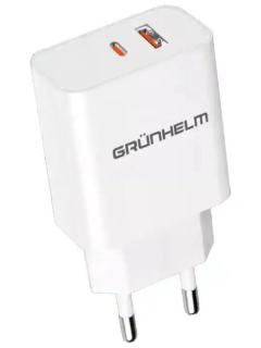Фото товару Зарядний пристрій Grunhelm GWC-03QC 5 В, 3 А, білий, 1*USB, 1*Type-C для телефону