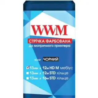 Фото товара Лента красящая WWM 13мм х 12м (12,7мм x 12м) STD левый Black (R13.12SR)