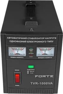 Фото товару Стабілізатор напруги Forte TVR1000VA, релейного типу, потужність 1000 ВА точність 8%, вага 3,65 кг