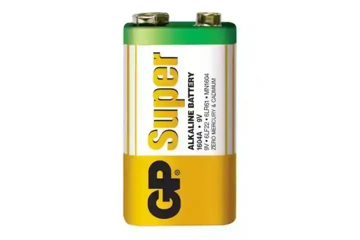 Батарейка 6F22 GP Super Alkaline, 9 V, алкалінова, бл. 1/1, аналоги: 6LR61, 1604, 1604A, PP3, E-Block, MN1604 - зображення 5