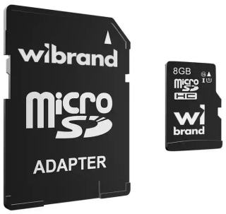 Фото товару Карта пам'яті 8Gb class 10, microSDHC + SD Wibrand