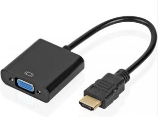 Фото товару Перетворювач сигналу з HDMI male на VGA female 10 см, з аудіо кабелем