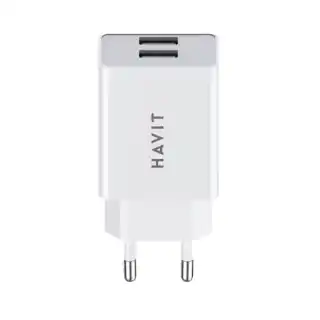 Фото товара Havit HV-UC003B 2*USB 3 A, зарядное устройство для мобильных телефонов с 220v на 2 USB порты, белый