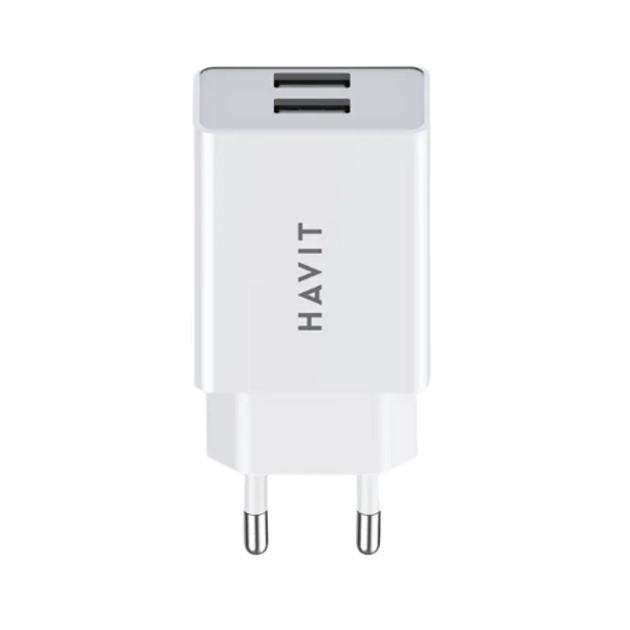 Havit HV-UC003B 2*USB 3 A, зарядний пристрій для мобільних телефонів з 220v на 2 USB порти, білий - зображення 6