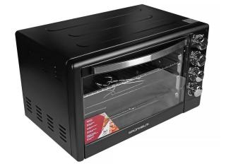 Фото товару Піч електрична GRUNHELM GN50ARC, 50 л, чорна, 2200 Вт з конвекцією + гриль + 2 прямокутних дека