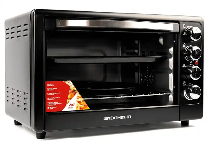 Піч електрична GRUNHELM GN50AC, 50 л, чорна, 2200 Вт з конвекцією + деко для піци + 1 прямокутних дека - зображення 5
