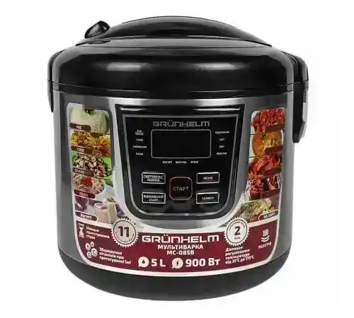 Мультиварка GRUNHELM MC -16T, 5 л, чорна, 860W, чаша з ручками, 16 програм - зображення 5