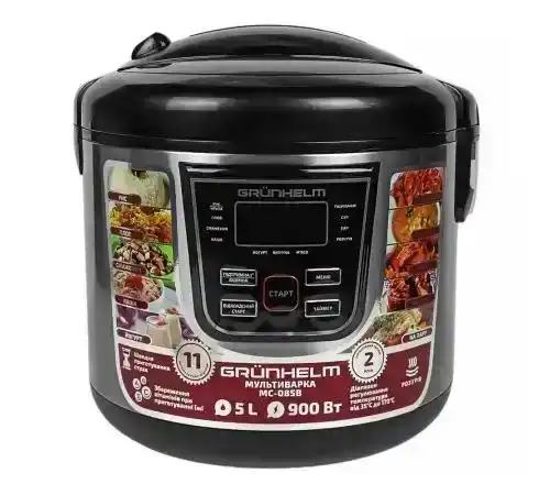Мультиварка GRUNHELM MC -16T, 5 л, чорна, 860W, чаша з ручками, 16 програм - зображення 6