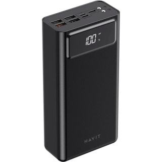Фото товару Power Bank Havit HV-PB56 40000mAh, 18W, 4*USB, microUSB, TYPE-C, Lightning, швидка зарядка, чорний