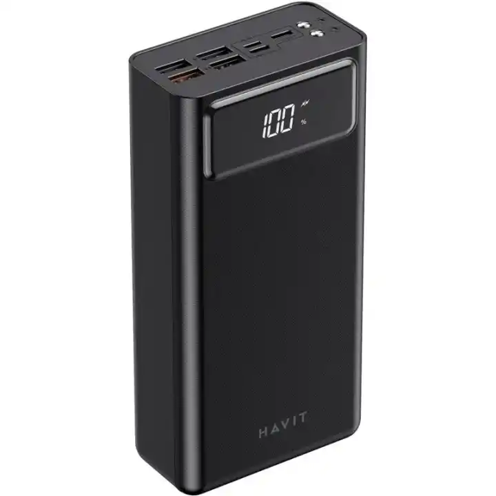 Power Bank Havit HV-PB56 40000mAh, 18W, 4*USB, microUSB, TYPE-C, Lightning, швидка зарядка, чорний - зображення 5