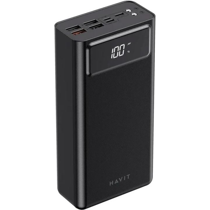 Power Bank Havit HV-PB56 40000mAh, 18W, 4*USB, microUSB, TYPE-C, Lightning, швидка зарядка, чорний - зображення 6
