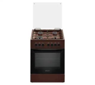 Фото товару Плита кухонна Grunhelm AG6612BR-0 4 конфорки з газконтролем та автопідпалом, електродуховка 70 л, емаль, таймер, скляна кришка, ш50*г59*в85 см