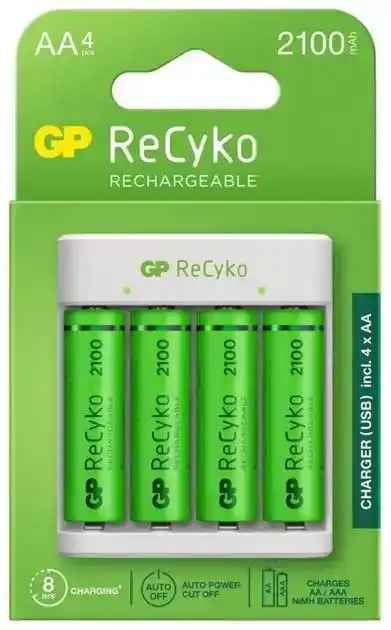 Зарядний пристрій для акумулятора GP E411 210AAHCN-2B4 від USB + 4 акумулятори R6 2100 ReCyko - зображення 5