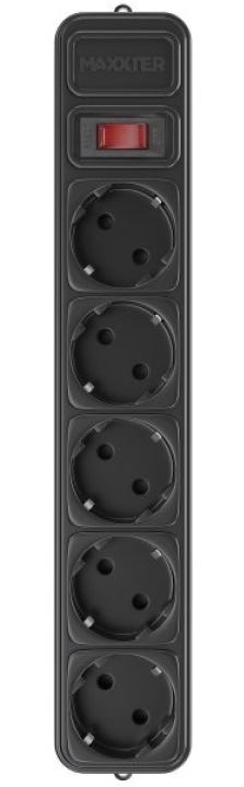 Мережевий подовжувач SPM5-G-6B Maxxter 1.8 м, 5 розеток з фільтром - зображення 1