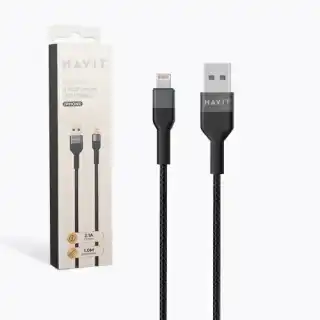 Фото товара Кабель Lightning Havit HV-CB622C, 2.1 А, 1 м, черный, тканевый, только зарядка