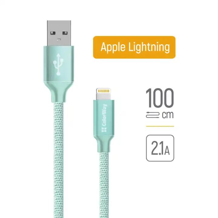Кабель Lightning ColorWay CW-CBUL004-MT, 2.1 А, 1 м, м